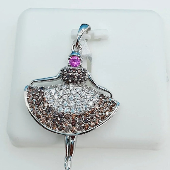 925 Sterling Silver Cubic Zirconia Pendant, UU1P6A6039 - Picture 5 of 8